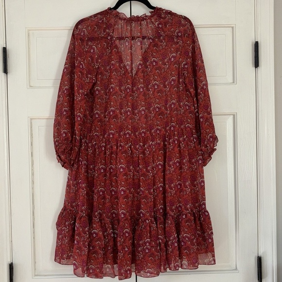 Ulla Johnson Ruby Red Ollie Dress Size 4 Valentines Day Silk Floral Mini Dress - Picture 12 of 17